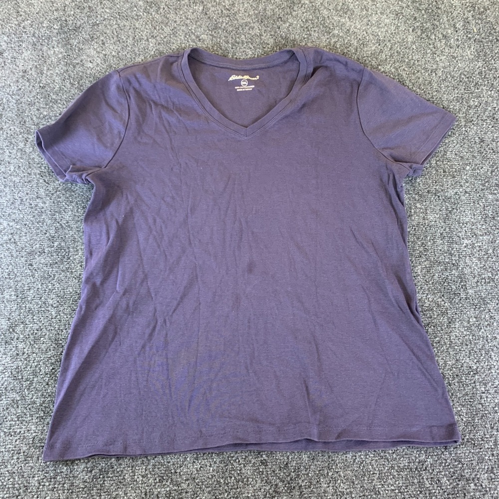 Eddie Bauer T-Shirt Womens 2XL Purple Cotton V-Neck Short Sleeve Summer Wear
